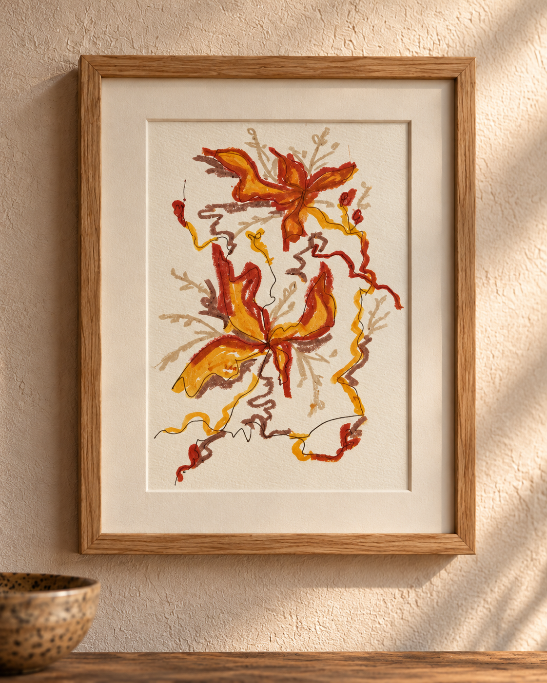Small Fire, Gouache and ink on paper